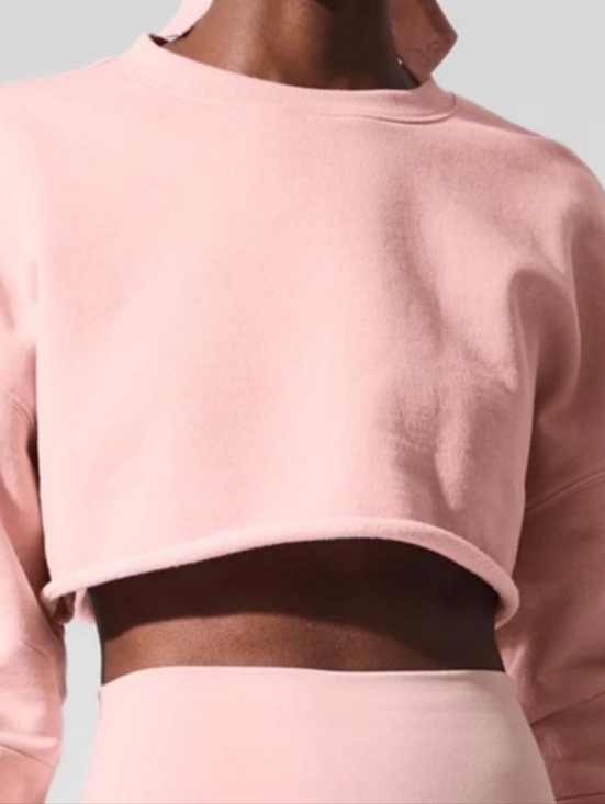 ALO Yoga Tops - ALO Yoga Extreme Cropped Pullover Sweatshirt in Flamingo